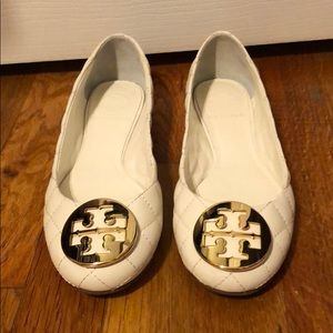 Tory Burch White Quinn Flat Size 6.5